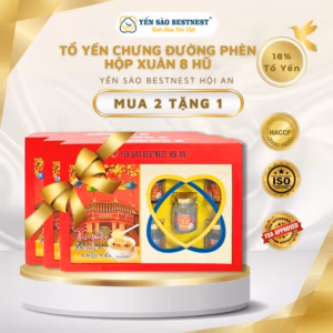 [Mua 2 Tặng 1] Yến Sào Bestnest Hội An - Tổ Yến Chưng Sẵn Đường Phèn 18% - Hộp Xuân 8 Hũ X 70Ml