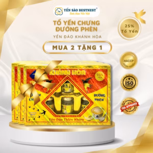 [Mua 2 Tặng 1] Yến Đảo Khánh Hòa - Tổ Yến Chưng Sẵn Đường Phèn 25% - Hộp Quà 6 Hũ X 70Ml