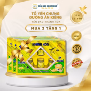 [Mua 2 Tặng 1] Yến Đảo Khánh Hòa -Tổ Yến Chưng Sẵn Ăn Kiêng 25% - Hộp Quà 6 Hũ X 70Ml