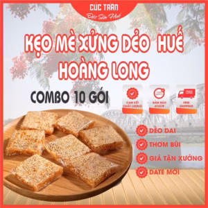 Combo 10 Gói ( Gần 2 Kg ) Kẹo Mè Xửng Dẻo Huế Hiệu Cúc Trần: Dẻo, Dai, Thơm, Bùi Béo Ăn Là Ghiền - Ctb835