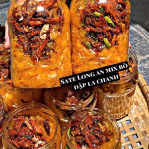Bánh Tráng Sate Long An Mix Bò Đập Lá Chanh - Hũ 400Gr Siêu Nhiều - Winnie House