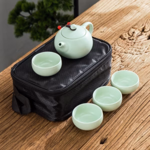 Bộ Ấm Chén Sứ Cao Cấp Túi Vải 5 Chi Tiết - Sương Mai