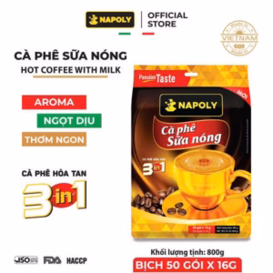[Bịch] Cà Phê Hòa Tan Sữa Nóng 3In1 - Napoli Coffee - 50 Gói/Bịch