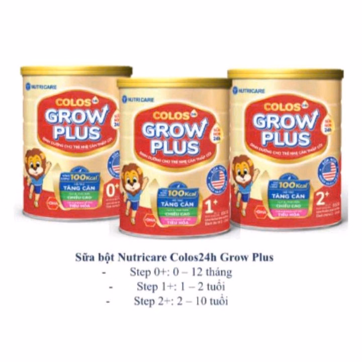 Sữa Bột Nutricare Colos 24H Grow Plus 0+,1+,2+ 850G Giúp Tăng Chiều Cao,Hỗ Trợ Tiêu Hóa - Nutricare
