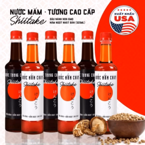 [3 Tương - 3 Mắm Chay 525Ml] Combo 3 Nước Tương Shiitake Và 3 Nước Mắm Chay Shiitake Chai Nhựa 525Ml- Làng Chài Xưa