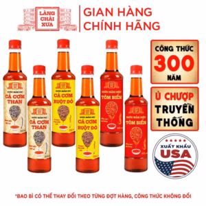 [Thùng 6 Chai - 3 Vị] Nước Mắm Nhỉ Cá Cơm Than, Tôm Biển, Cá Cơm Ruột Đỏ 525Ml/Chai Nhựa Cao Cấp - Làng Chài Xưa