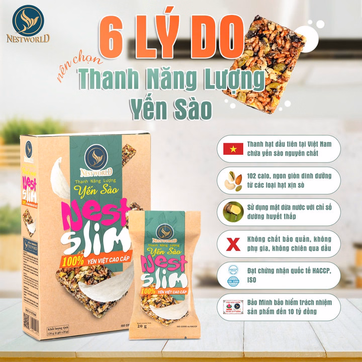 Thanh Năng Lượng Yến Sào Nest Slim Giàu Dinh Dưỡng Cải Thiện Hệ Tiêu Hóa Nestworld 20G - Ảnh 5