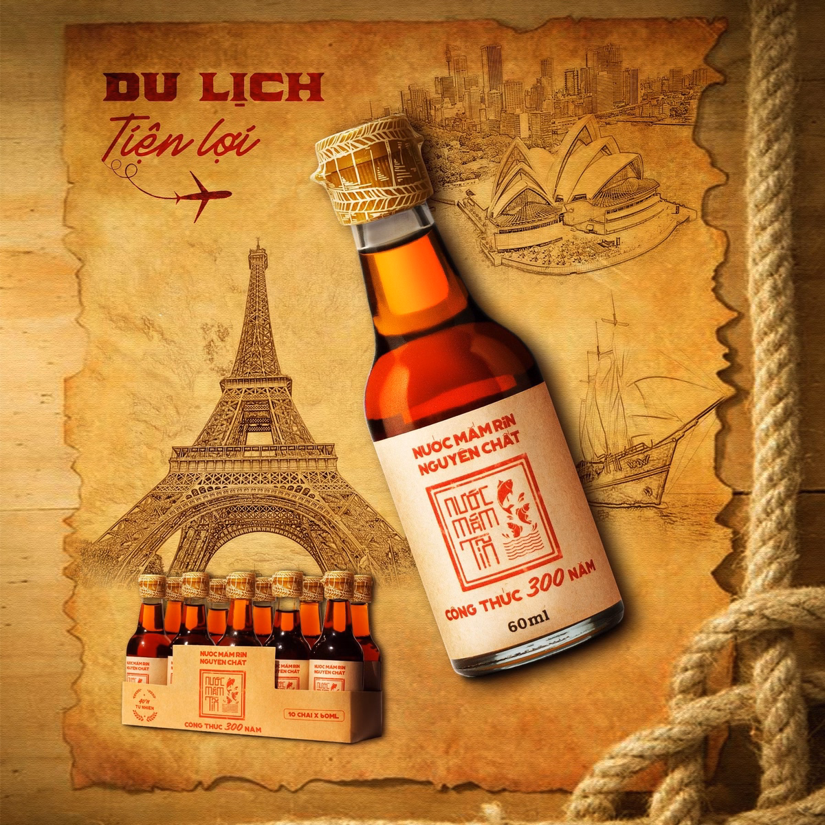 Lốc 10 Chai Nước Mắm Tĩn Nhãn Đỏ Cá Cơm Than Mini 40N 60Ml - Nước Mắm Tĩn - Ảnh 7