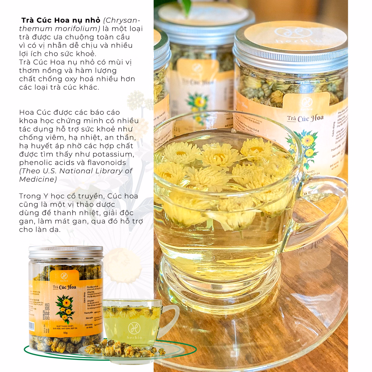 Trà Cúc Hoa 50G - Herbio - Ảnh 3