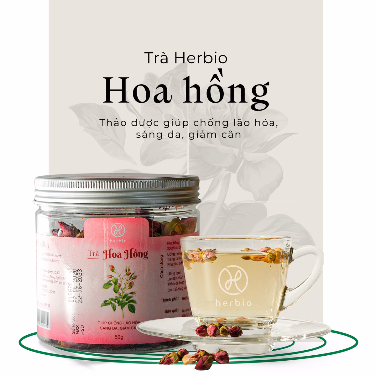 Trà Hoa Hồng 50G - Herbio