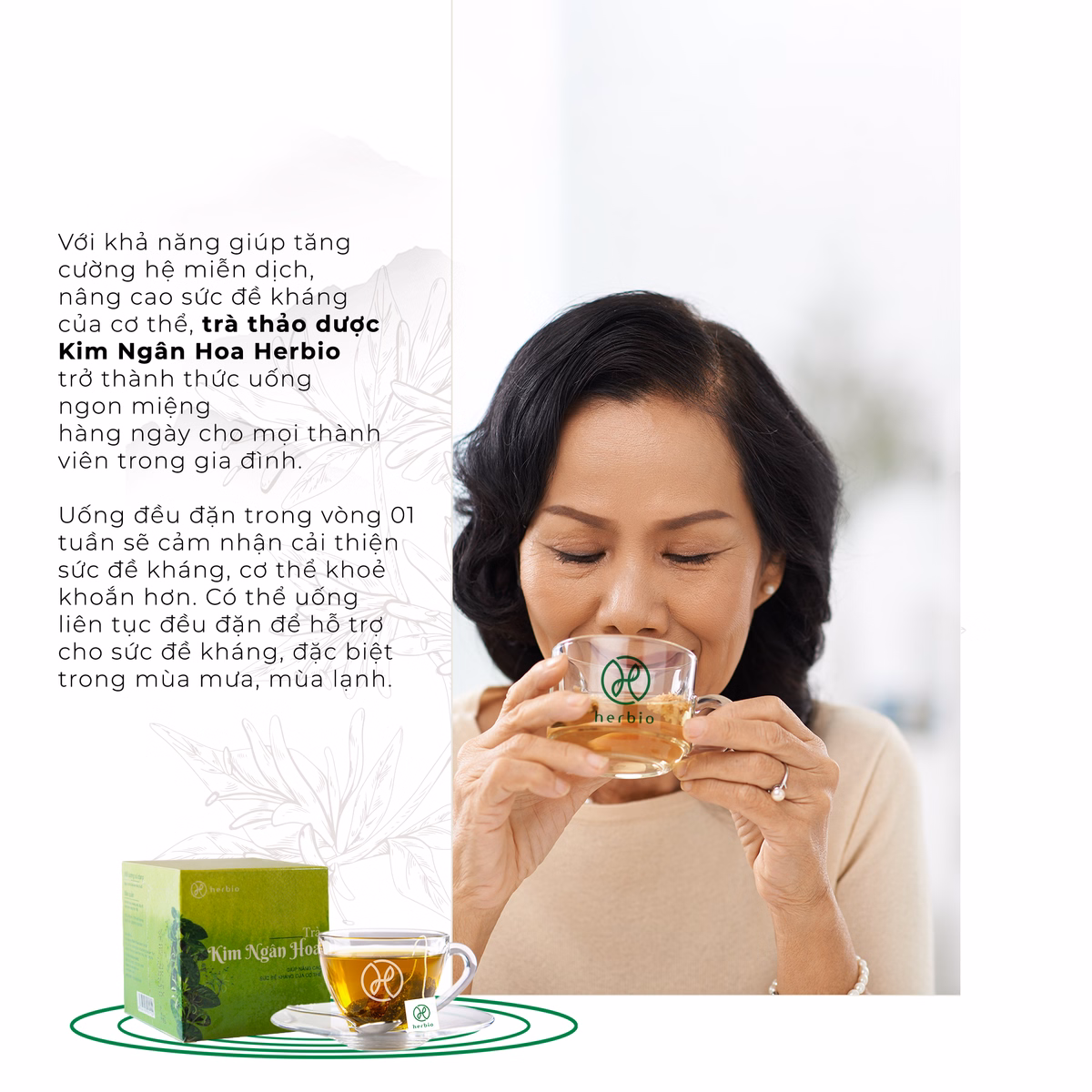 Trà Kim Ngân Hoa Túi Lọc - Herbio - Ảnh 2