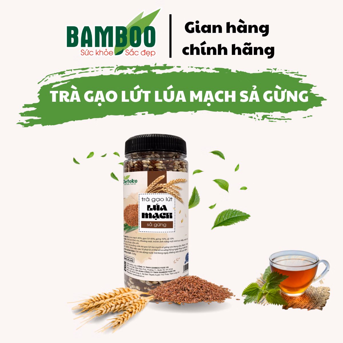 Trà Gạo Lứt Lúa Mạch Gừng Sả 350G - Bamboo - Ảnh 4