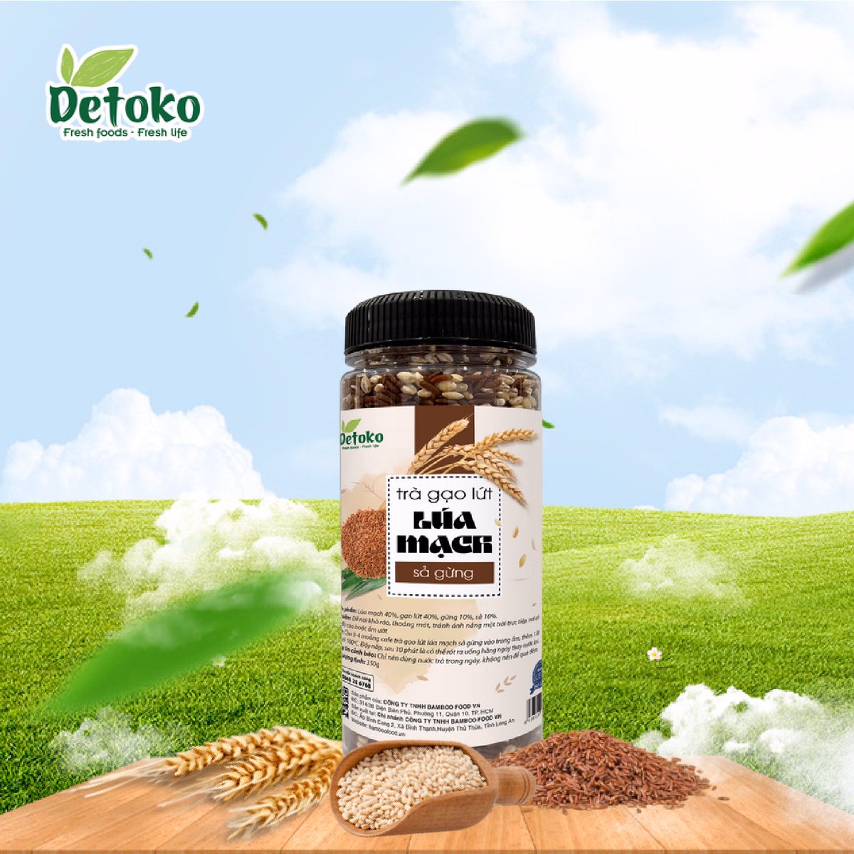 Trà Gạo Lứt Lúa Mạch Gừng Sả 350G - Bamboo - Ảnh 3