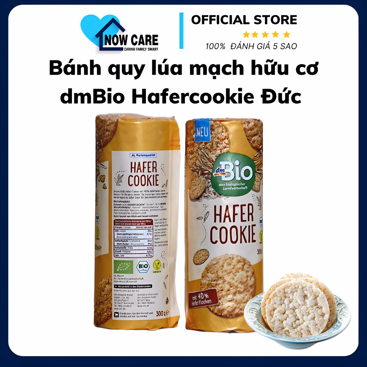 Bánh Quy Lúa Mạch Hữu Cơ Hafercookie Đức 300G - Bio