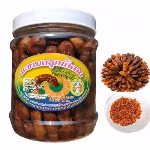 Hủ Me Lào Tách Vỏ Sấy Mộc Kèm Muối Ớt Chấm Hộp 500G - Minh Ngọc