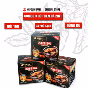 [Combo 3 Hộp] Cà Phê Hòa Tan Đen Đá 2In1 Bổ Sung Nấm Linh Chi Và Đông Trùng Hạ Thảo Hộp 10 Gói X 16Gr - Napoli Coffee