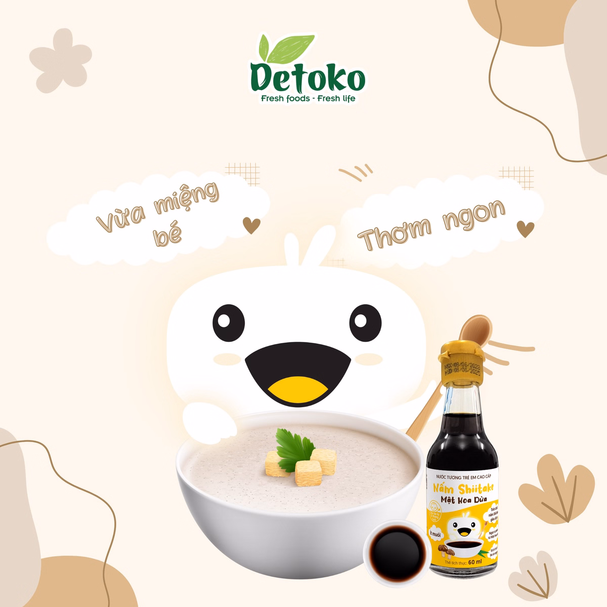 Nước Tương Trẻ Em Cao Cấp Nấm Shiitake 60Ml Ngọt Tự Nhiên - Detoko - Ảnh 3