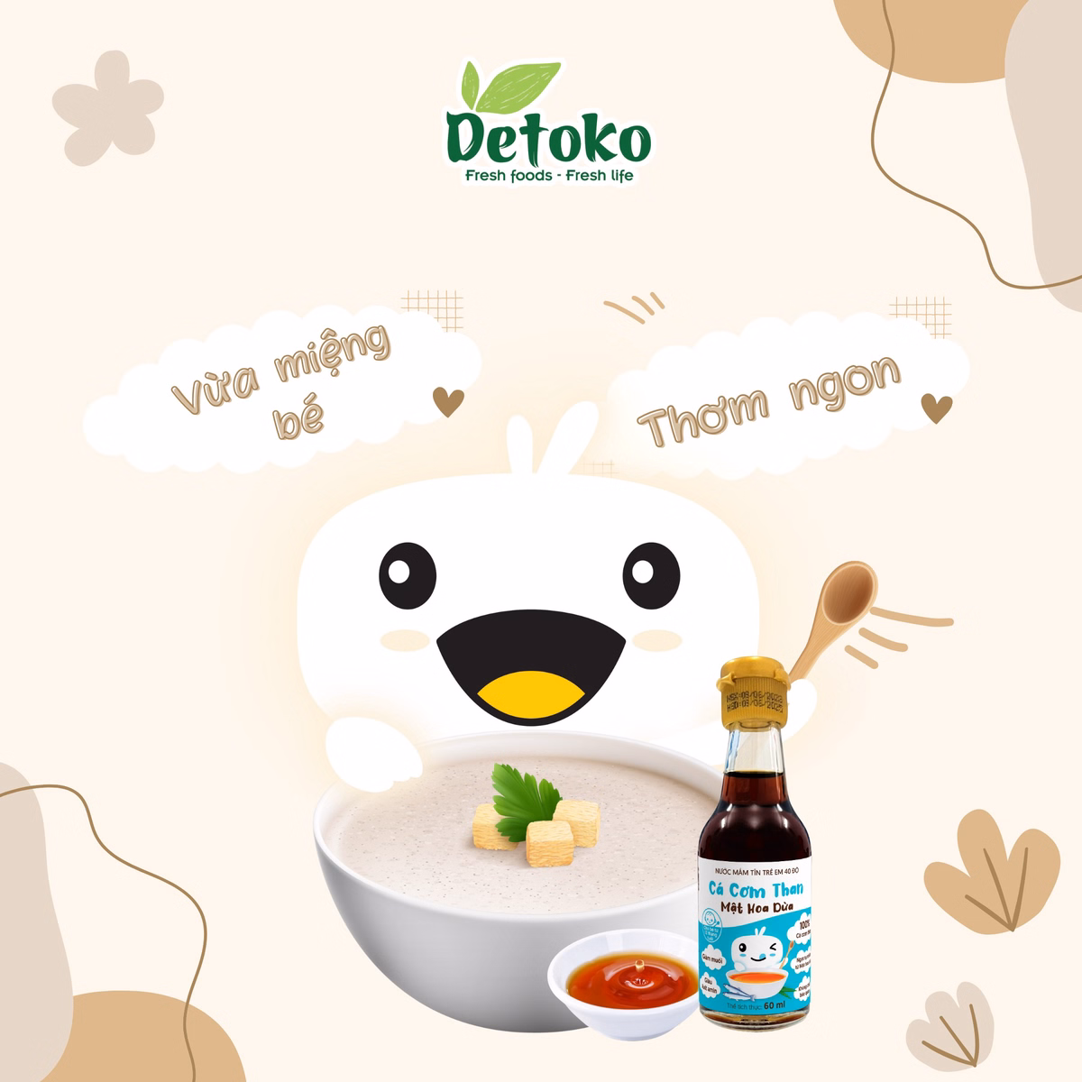 Nước Mắm Trẻ Em Cá Cơm Than Mật Hoa Dừa 40N Ít Muối 60Ml - Detoko - Ảnh 3