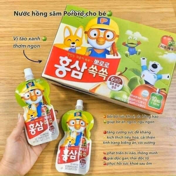 Hộp Nước Trái Câu Hồng Sâm Trẻ Em Paldo Pororo 10 Gói/Hộp - Paldo Pororo - Ảnh 5