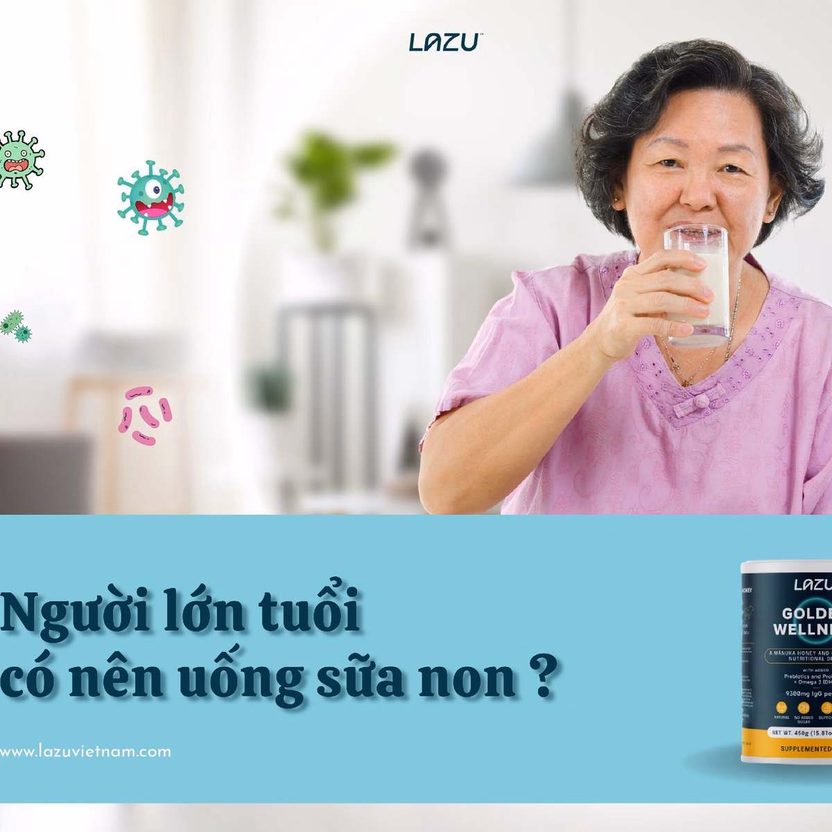 01 Lon Sữa Non Lazu Golden Wellness (Igg 20%), Sữa Tách Béo & Mật Ong Manuka - Lazu - Ảnh 4