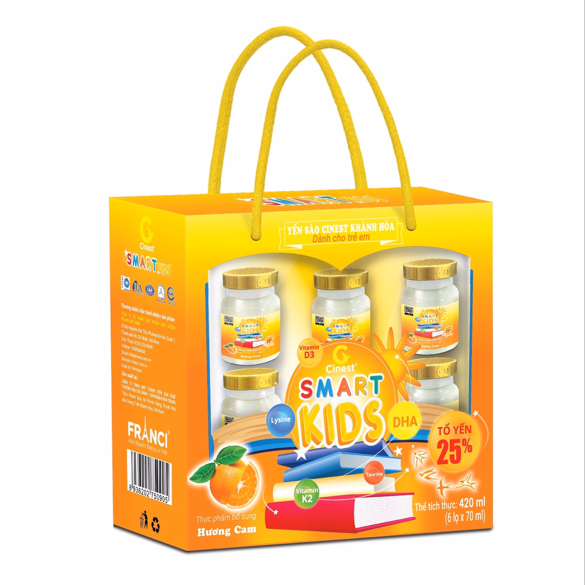 Lốc Cinest 25% Kid Smart Hương Cam - Franci