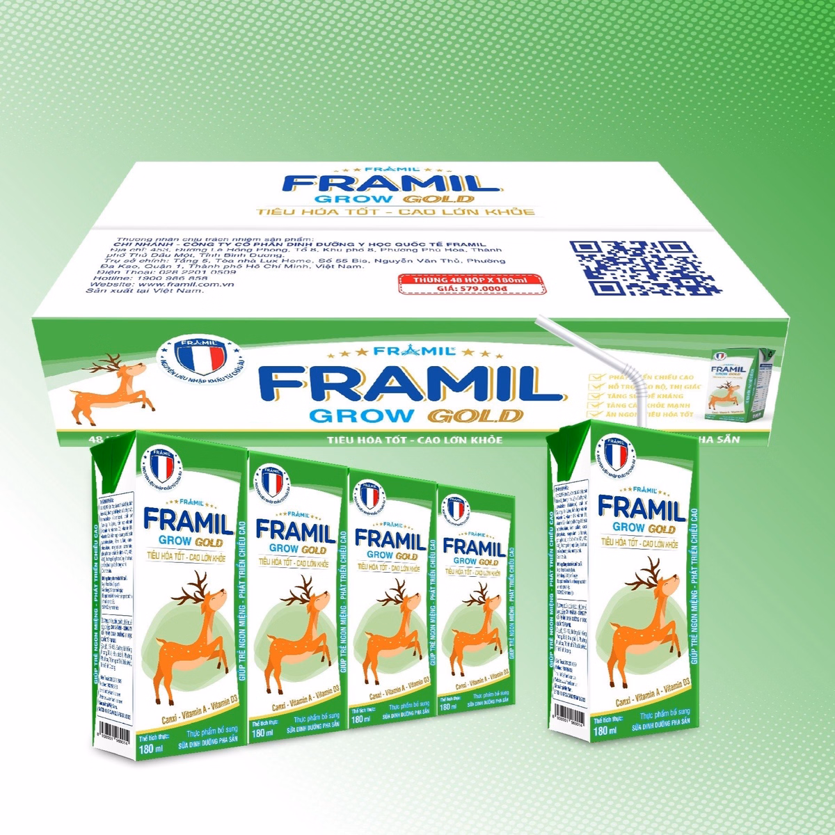 (Thùng) Sữa Bột Pha Sẵn Framil Grow Gold 180Ml (12 Lốc/Thùng) - Franci. - Ảnh 2