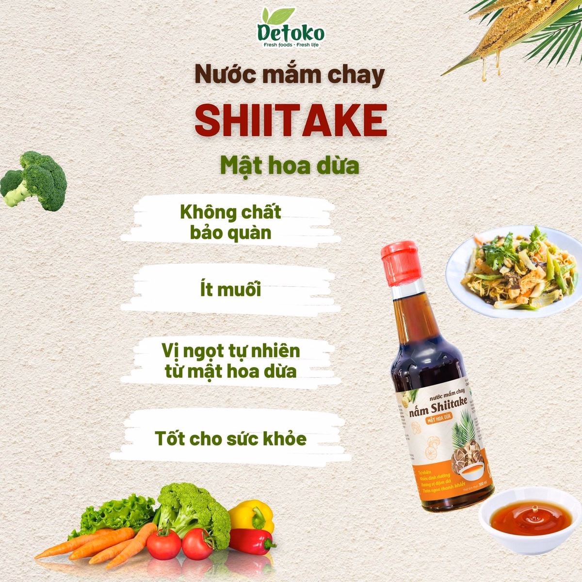 Nước Mắm Chay Nấm Shiitake Mật Hoa Dừa 300Ml - Detoko - Ảnh 6