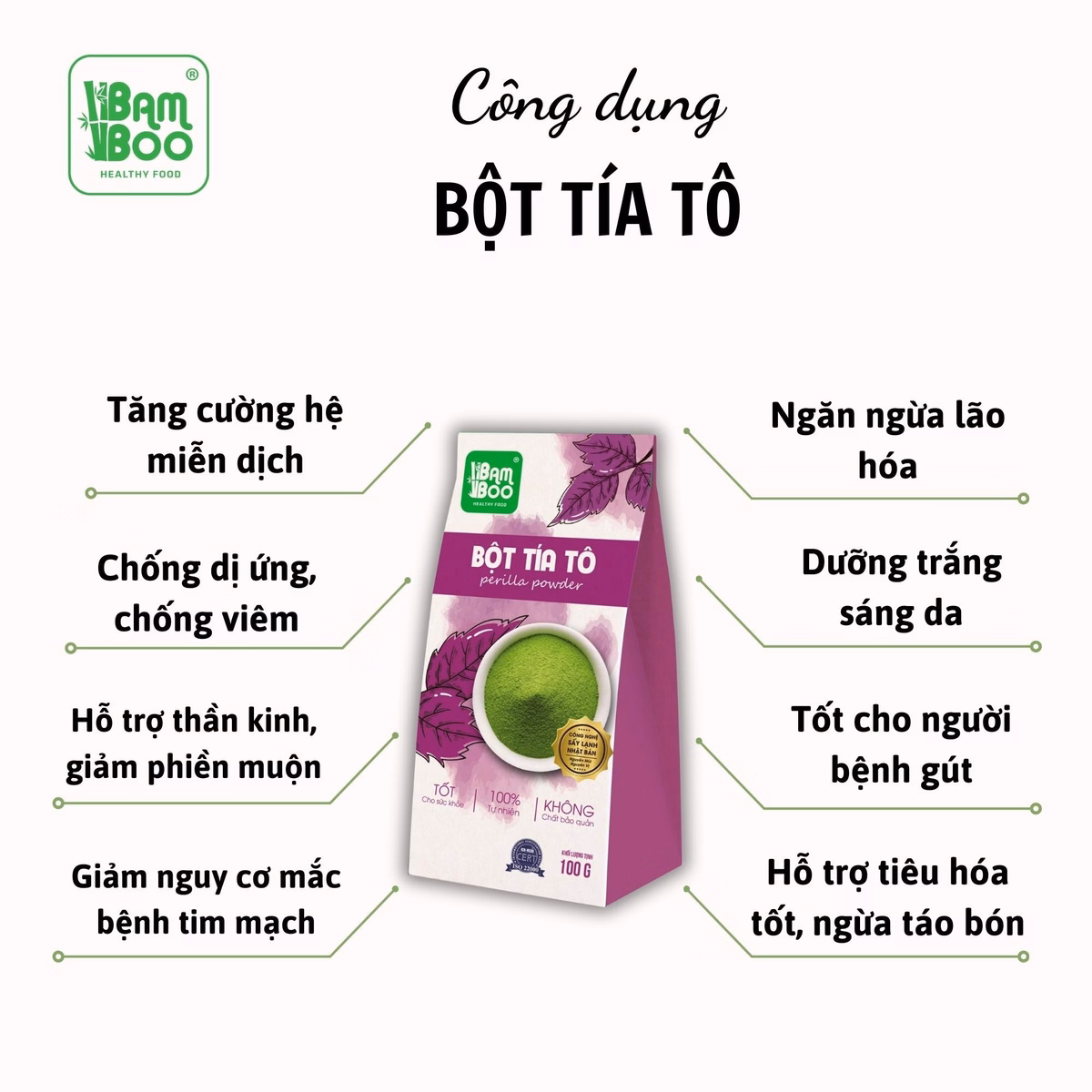 Bột Tía Tô Nguyên Chất 100G - Bamboo - Ảnh 4